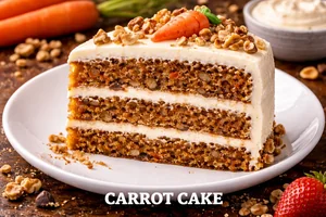 Classic cheesecake slice topped with strawberry sauce and fresh strawberries, served with whipped cream on a graham cracker crust