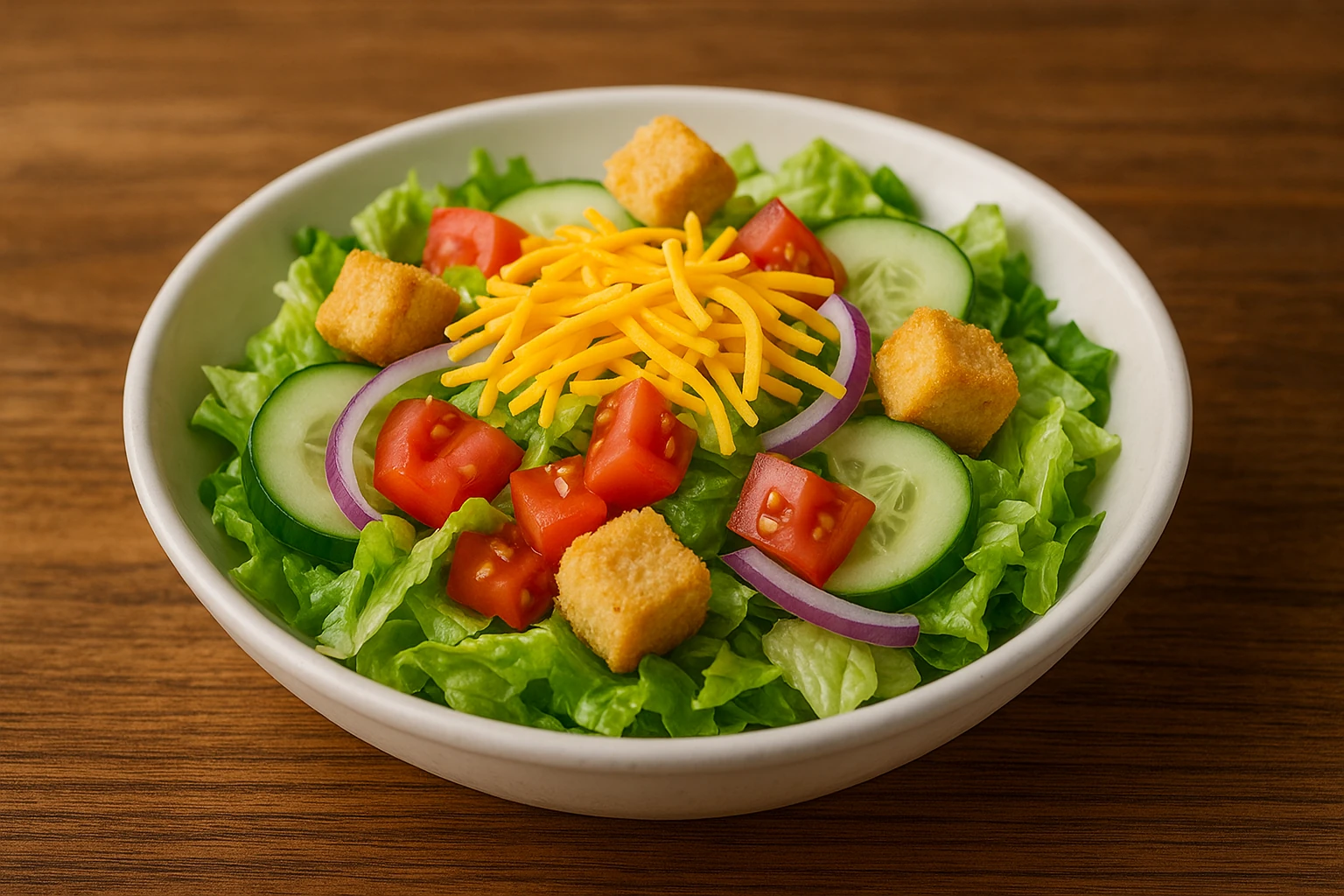 House salad from Outback gluten free menu made with fresh lettuce, tomatoes, cucumber, cheese, and croutons removed