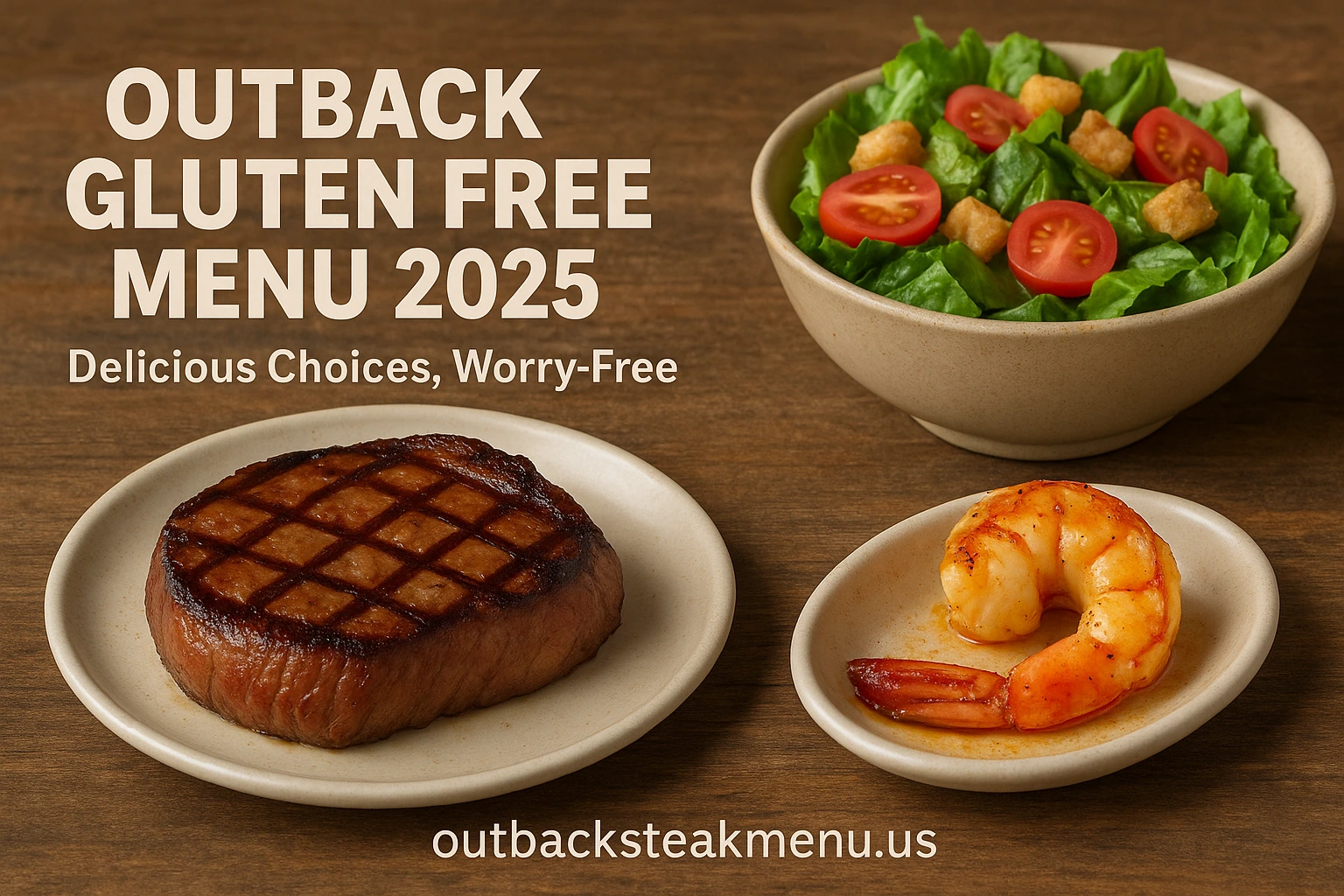 Outback gluten free menu featuring grilled steak, shrimp, and fresh salad with safe gluten-friendly options